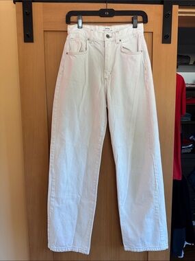 Cotton On Off-White High Rise Straight-Leg Jeans Sz 4 Like New